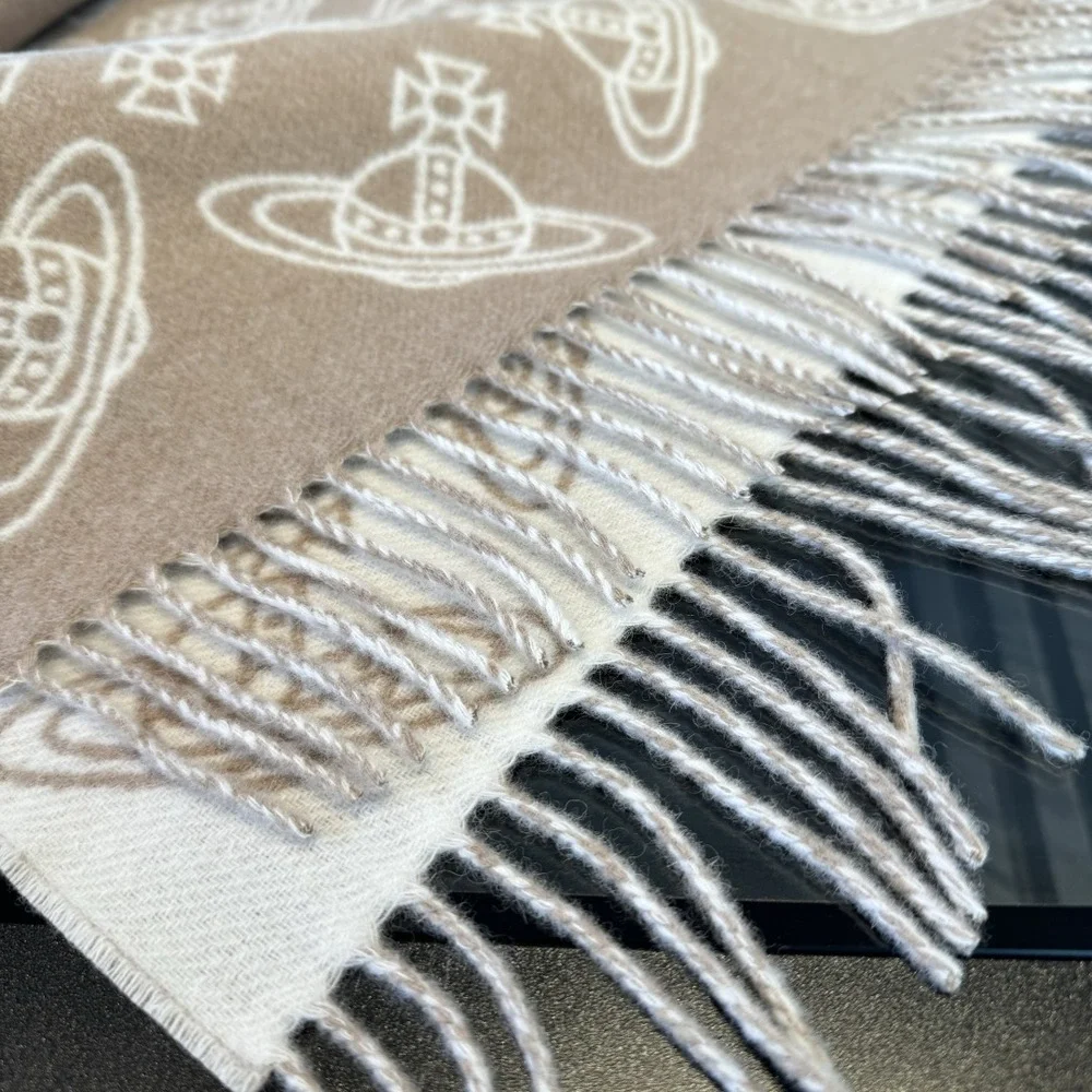 Vivienne Westwood khaki-colored logo-patterned scarf